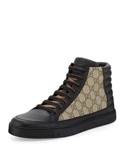 gucci shoes black high tops|gucci high top sneakers beige.